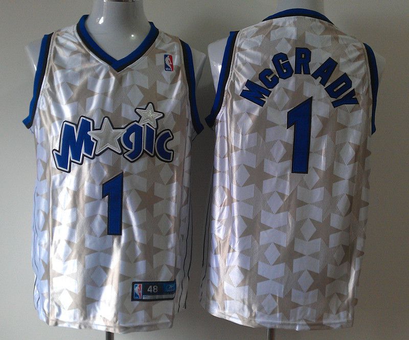 Men Orlando Magic #1 Tracy Mcgrady White Star Edition Stitched NBA Jersey